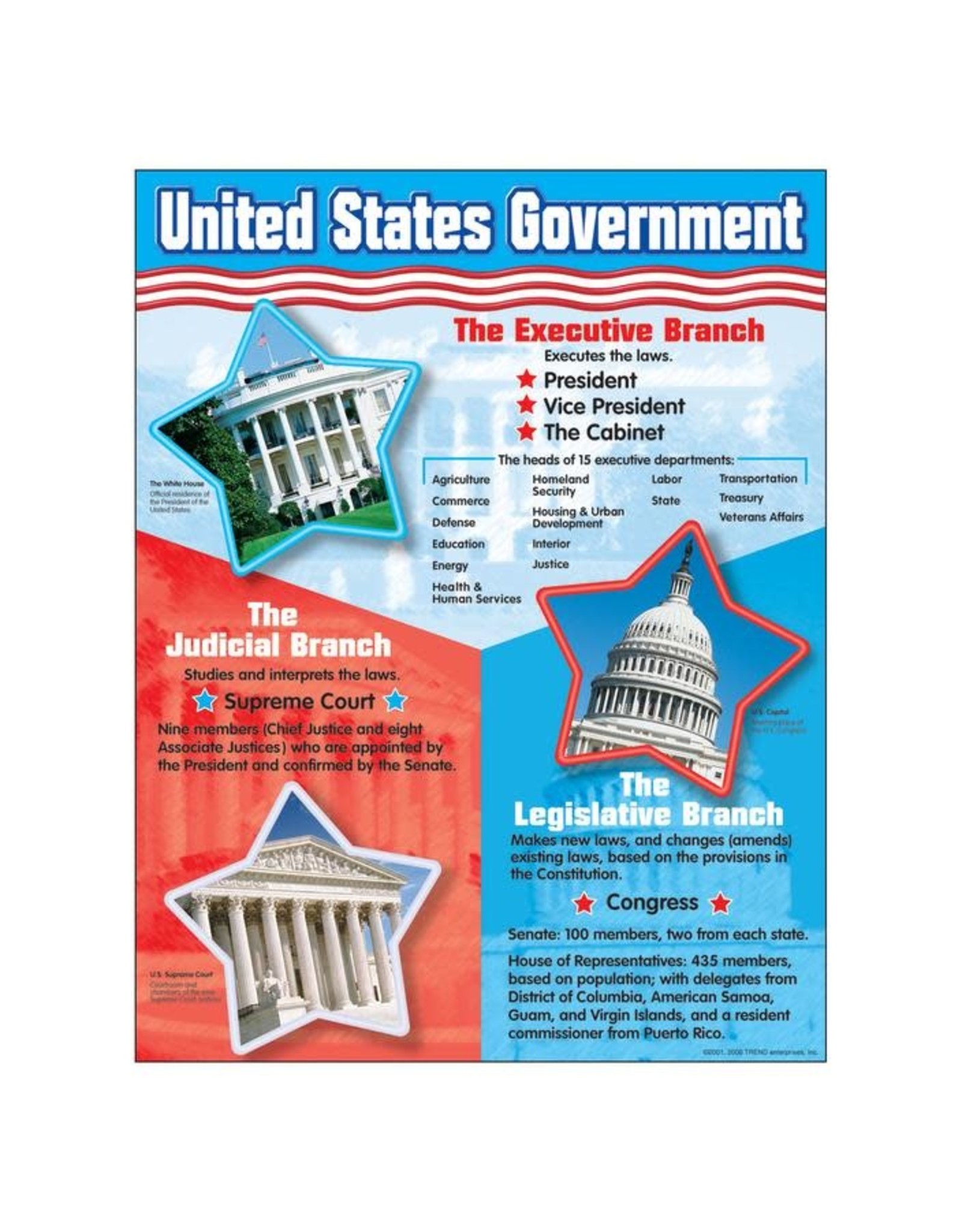 LEARNING CHART - U.S. GOVERNMENT 17"X22"