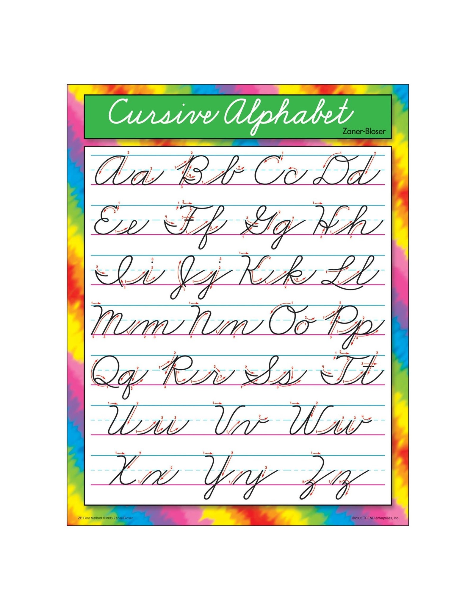 LEARNING CHART: CURSIVE ALPHABET 17"X22"