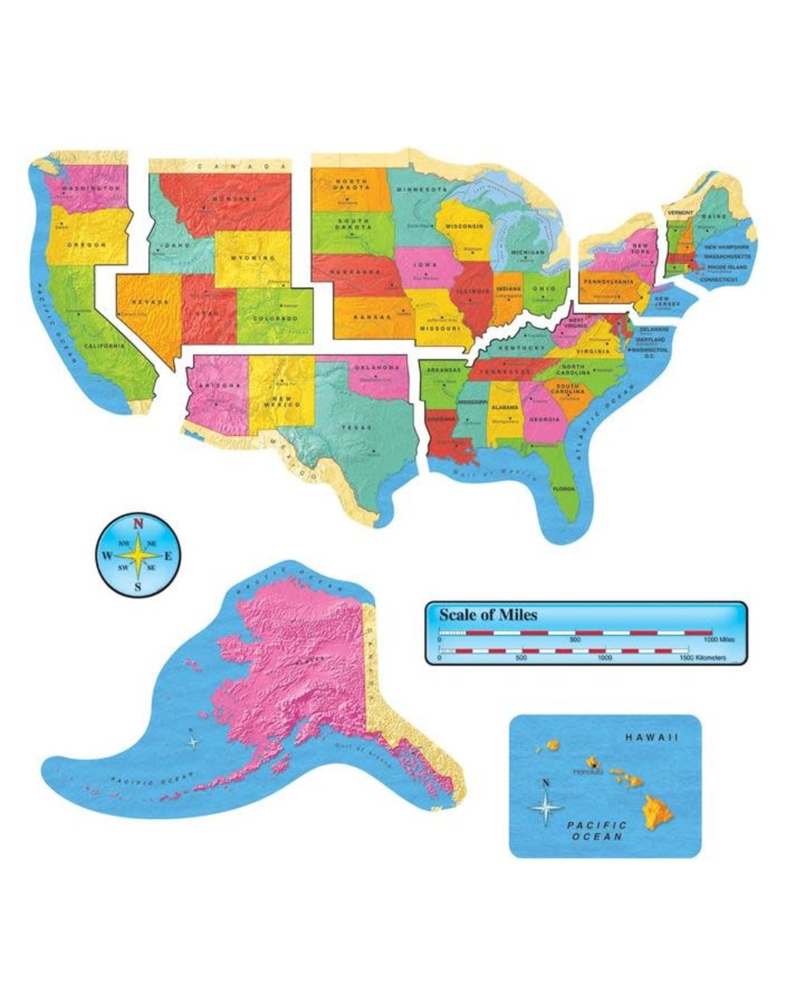 Trend Enterprises BULLETIN BOARD SET UNITED STATES MAP