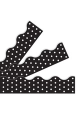 SCALLOPED BORDER  BLACK POLKA DOT 2¼"X39'