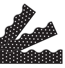 SCALLOPED BORDER  BLACK POLKA DOT 2¼"X39'