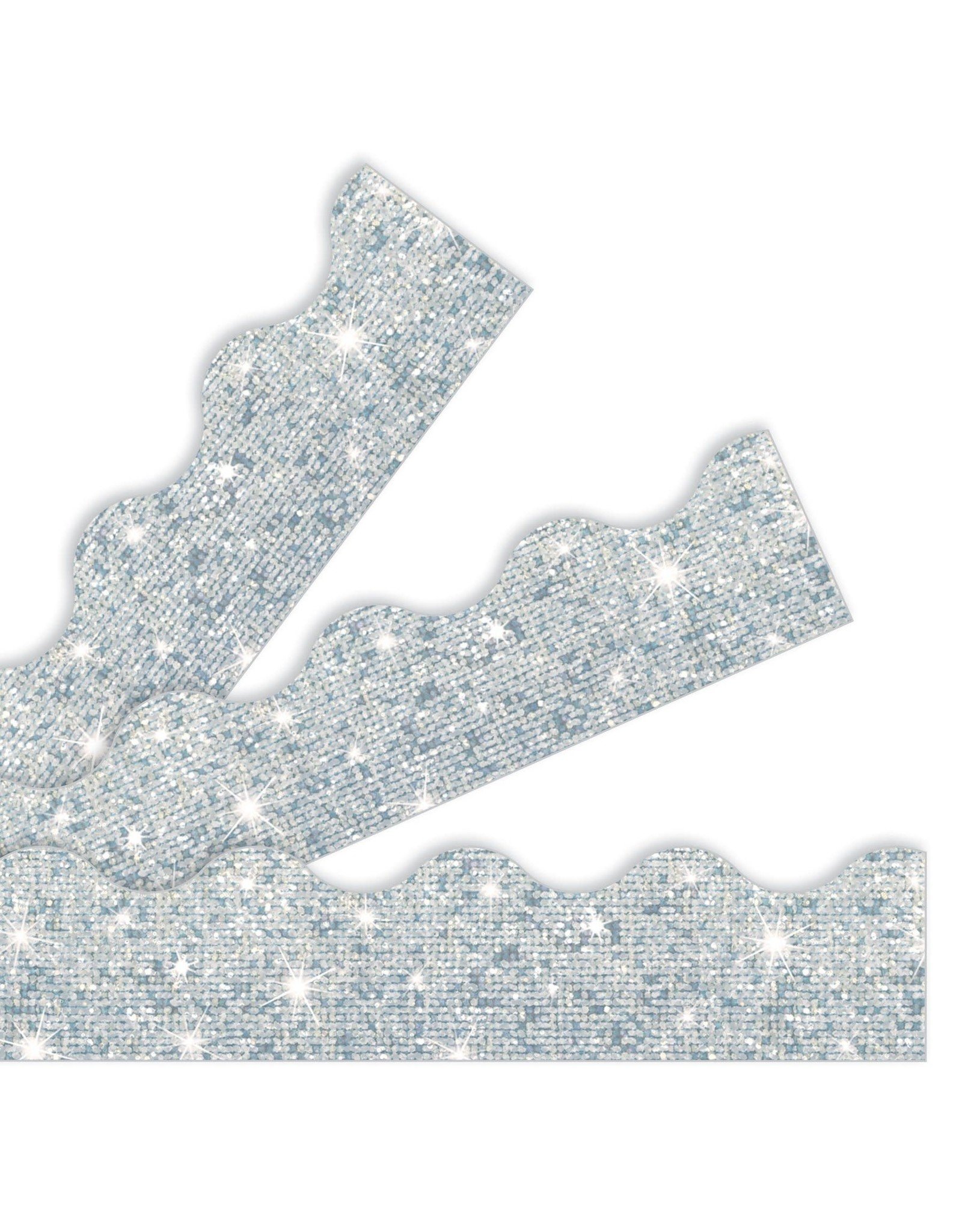 Trend Enterprises SCALLOPED  BORDERS 2¼"X32.5', SPARKLE SILVER