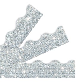 Trend Enterprises SCALLOPED  BORDERS 2¼"X32.5', SPARKLE SILVER