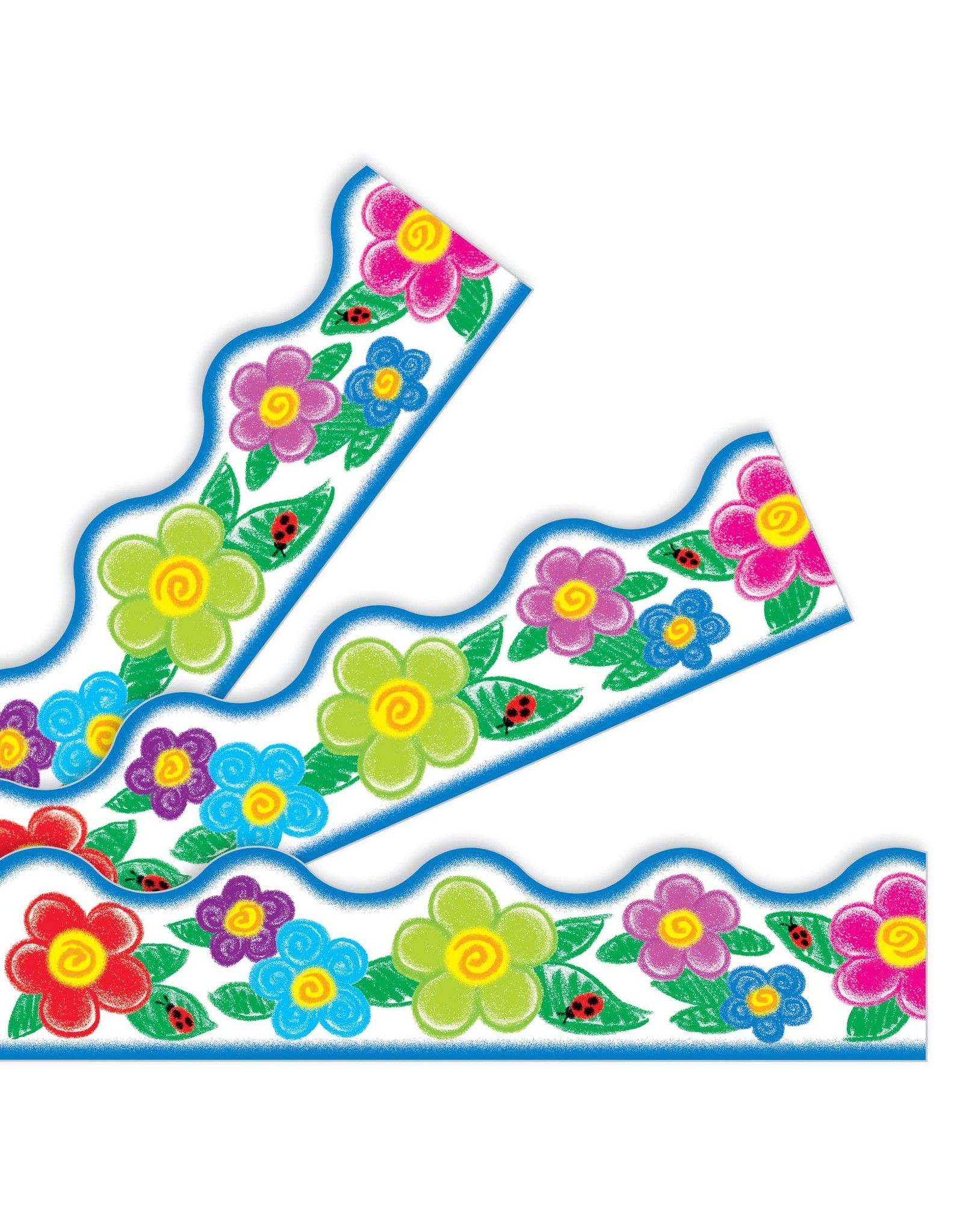 Trend Enterprises SCALLOPED BORDERS 2¼"X39', CRAYON FLOWERS
