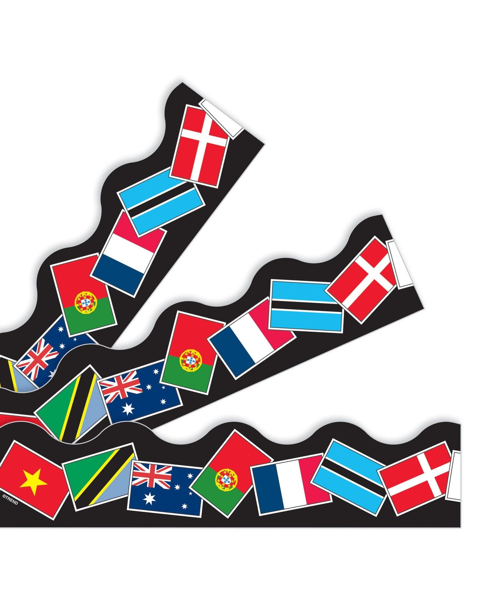 SCALLOPED BORDERS WORLD FLAGS - 2 1/4"x39'