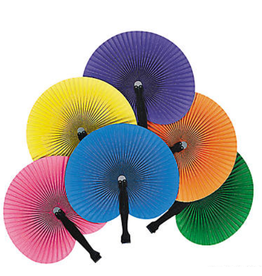 PAPER FAN LARGE ASSORTED COLORS - 12 PACK