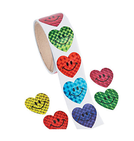 STICKERS ROLL: LASER SMILE HEART - 100 STICKERS