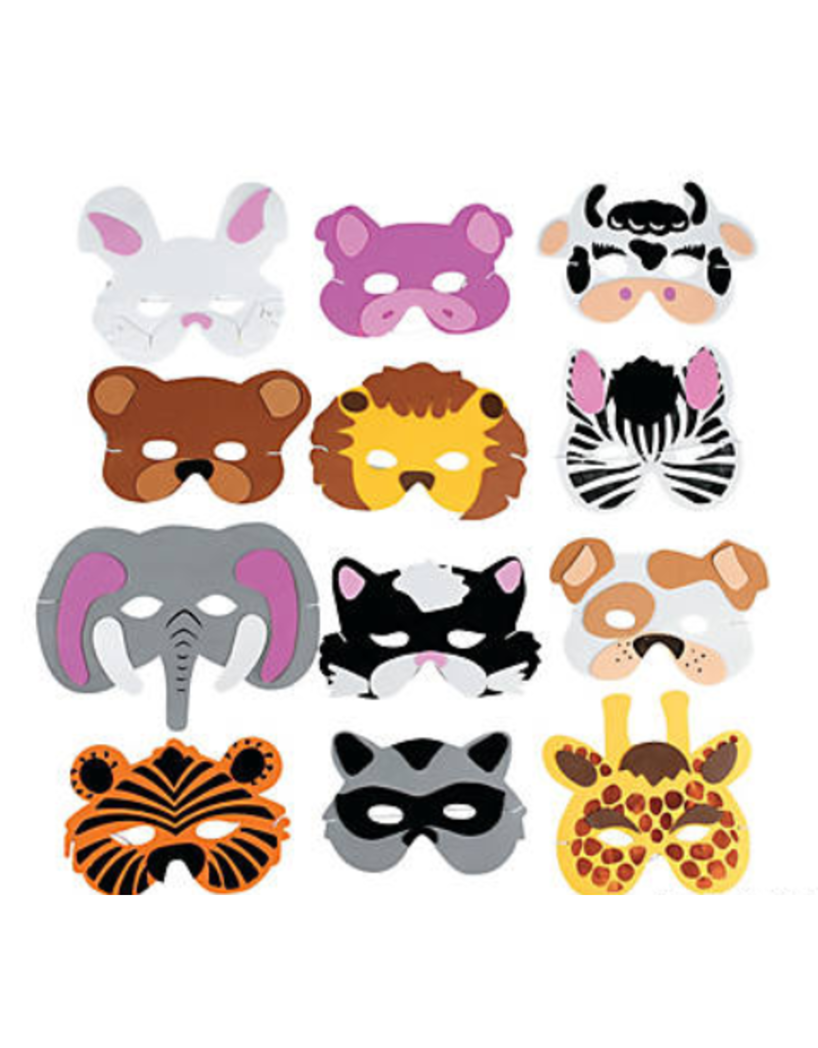 MASKS - FOAM ANIMAL - 12 PACK