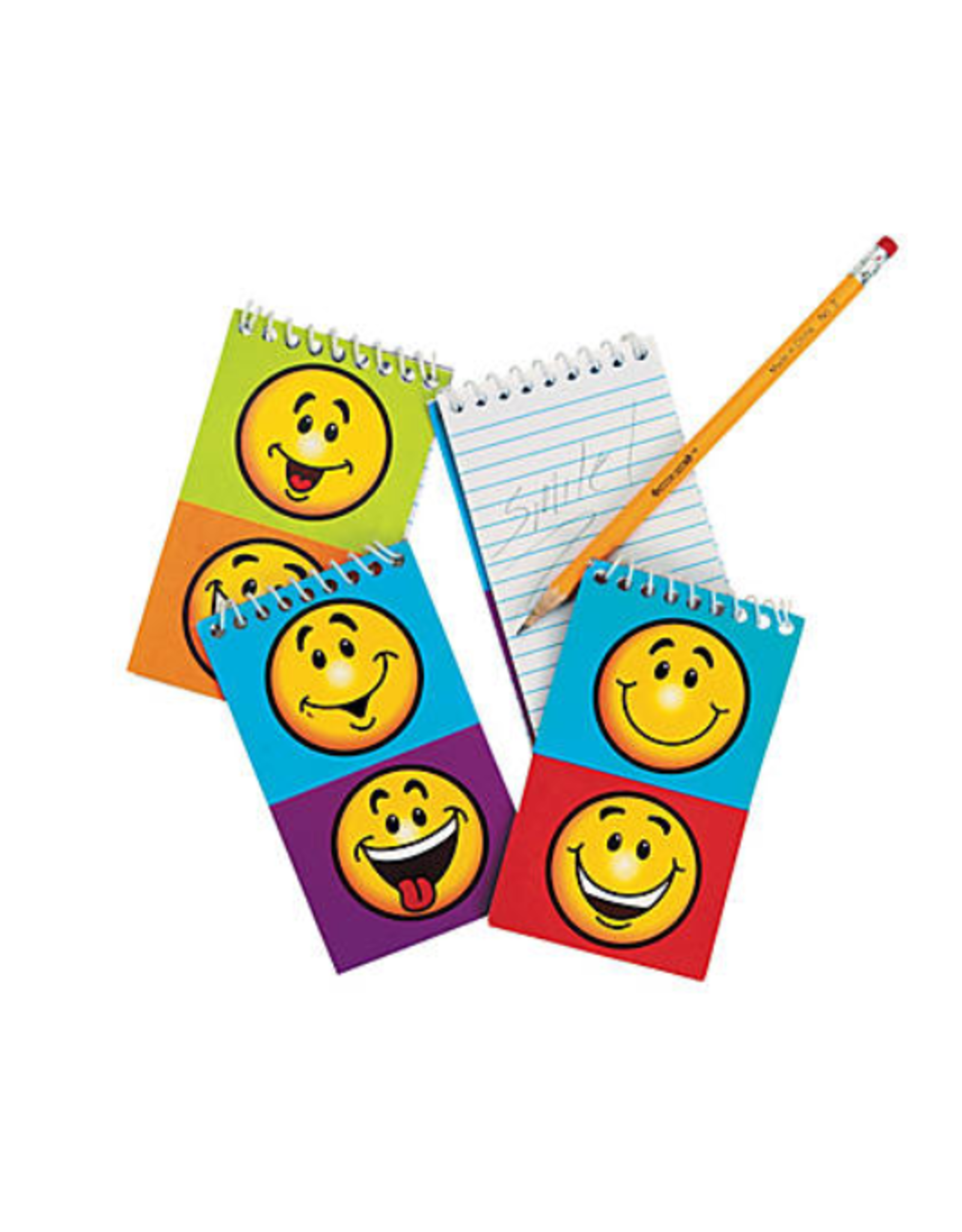 NOTEPAD: SMILE FACE SPIRAL 5" 30 PAGES - 12 PACK