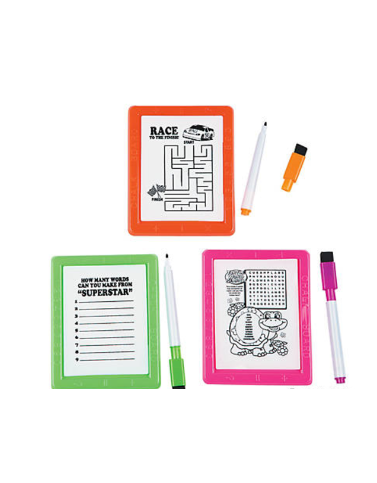 DRY ERASE NEON  BOARD GAME PKG/12pcs