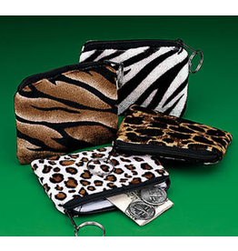 COIN PURSE KEY CHAIN SAFARI PRINT - 12 PACK