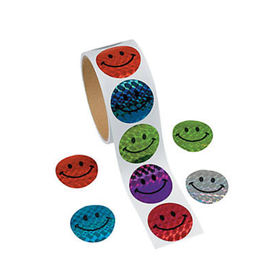 STICKERS ROLL: LASER SMILE FACE 100 STICKERS