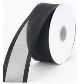 SATIN EDGE RIBBON: BLACK 7/8" X 25 YARDS