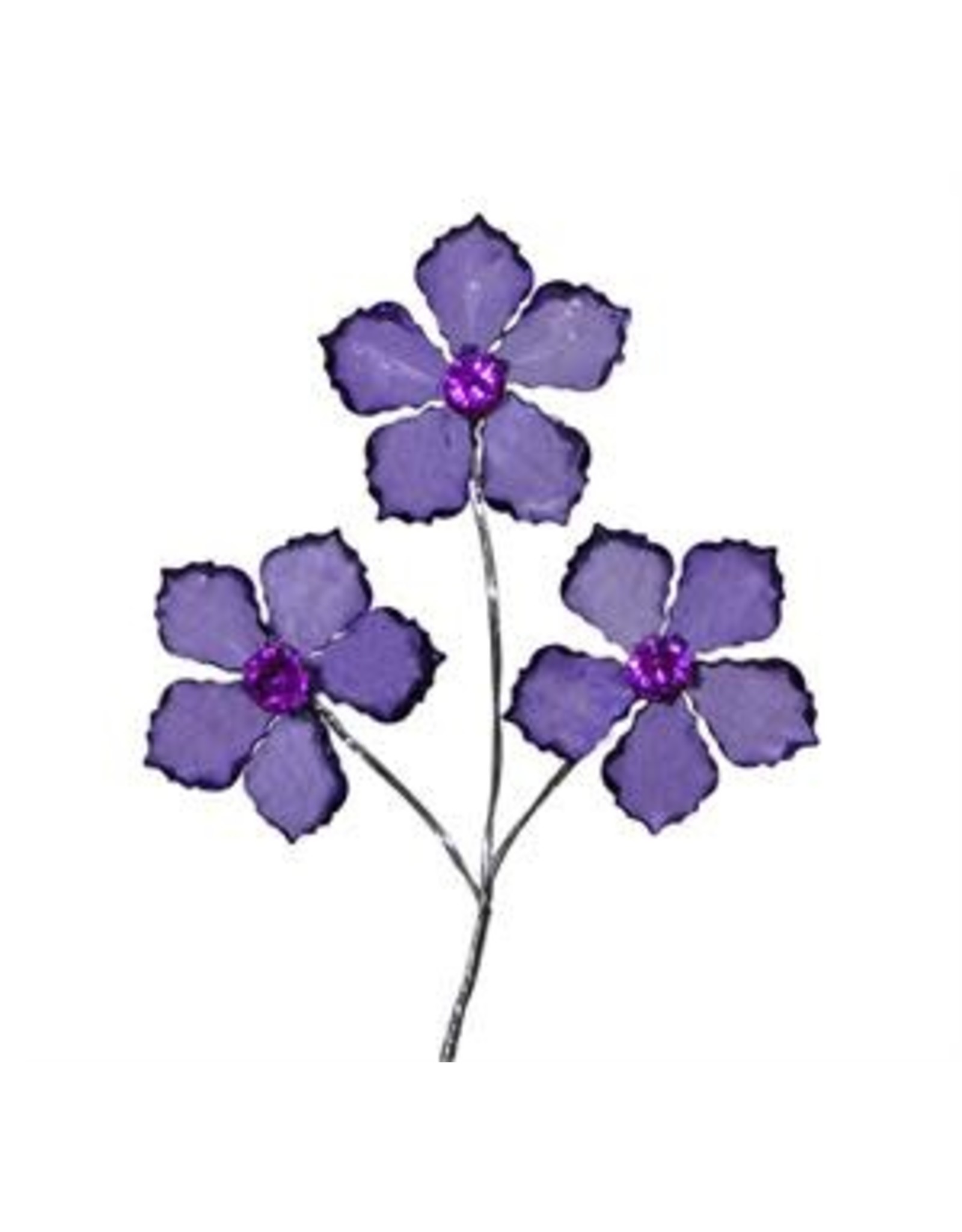 ACRYLIC FLOWERS WITH CENTER GEM 12PC  CLEAR