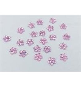 RHINESTONE: FLAT BACK FLOWERS PINK 21MM  30 PACK