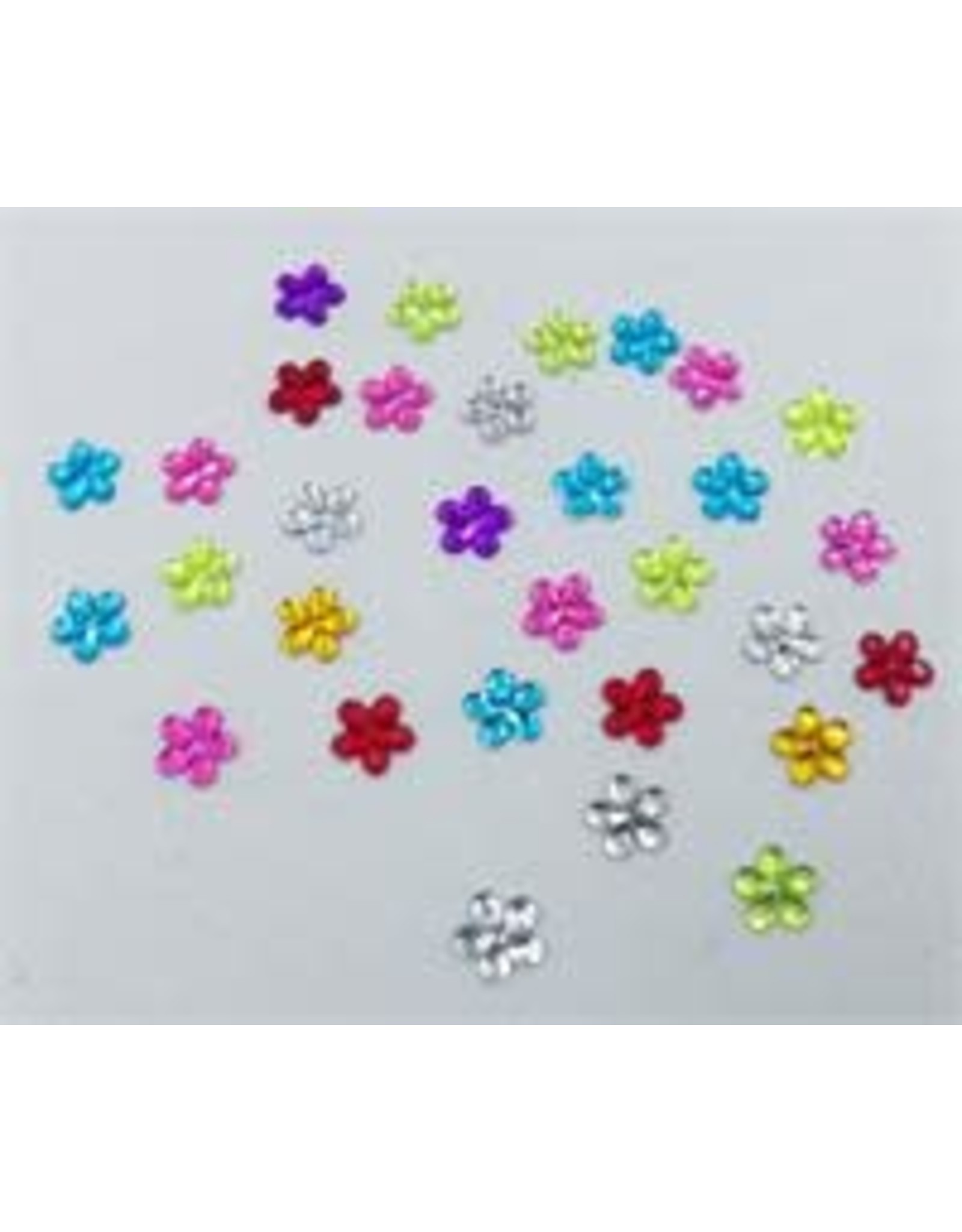 RHINESTONE: FLAT BACK FLOWERS ASSORTED COLORS 21MM  30 PACK