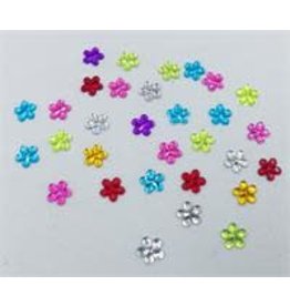 RHINESTONE: FLAT BACK FLOWERS ASSORTED COLORS 21MM  30 PACK