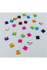 RHINESTONE: SQUARE ASSORETD COLORS  6MMX6MM - 300 PACK