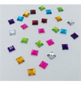 RHINESTONE: SQUARE ASSORETD COLORS  6MMX6MM - 300 PACK