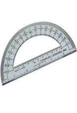 PROTRACTOR: CLEAR 180 DEGREES, 6".