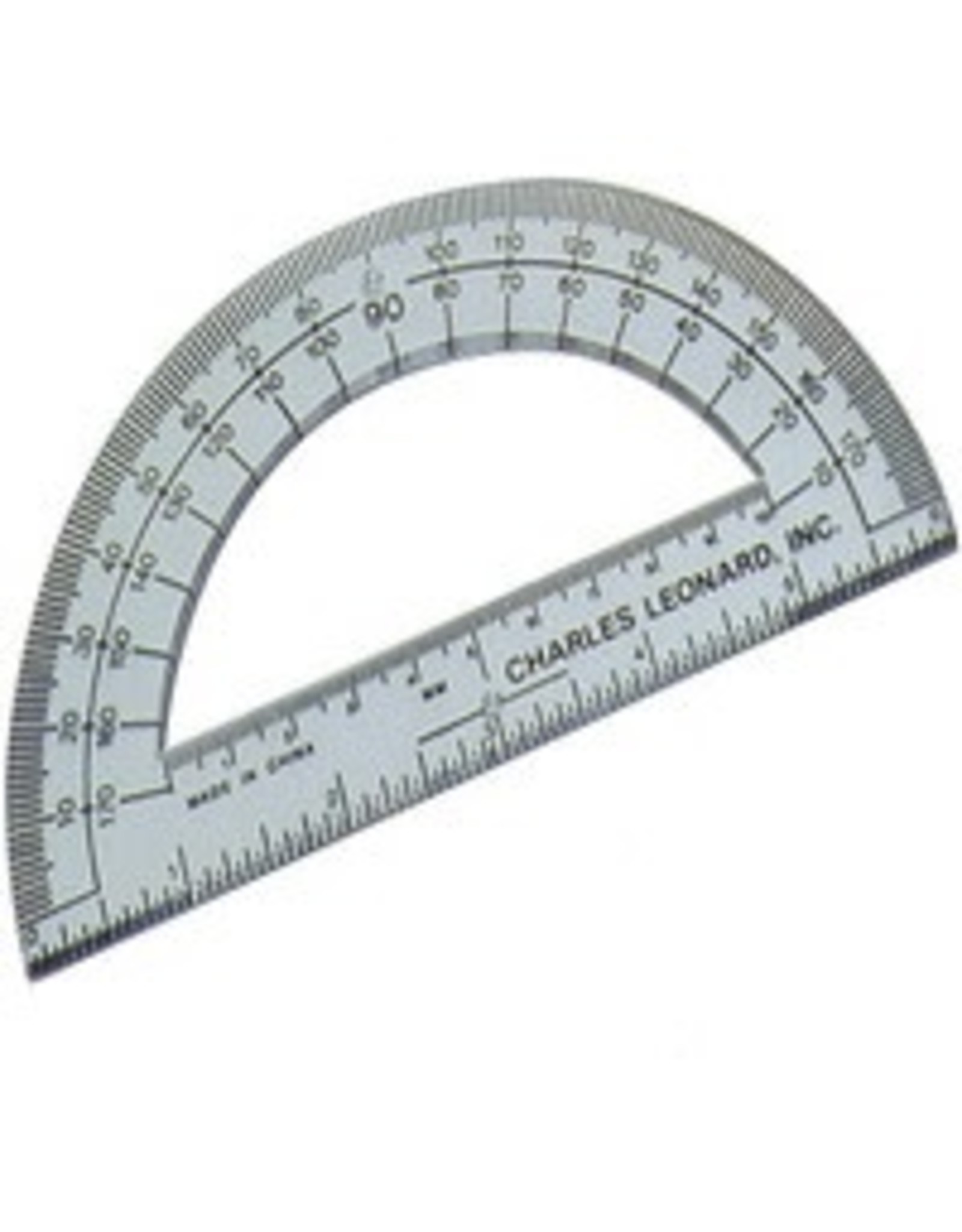 PROTRACTOR: CLEAR 180 DEGREES, 6".