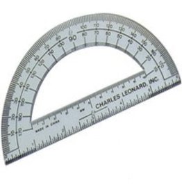 PROTRACTOR: CLEAR 180 DEGREES, 6".