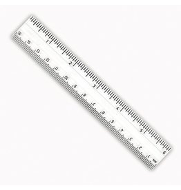 RULER:  CLEAR PLASTIC 6"