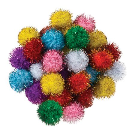 All in One Assorted Color Glitter Sparkle Pom Poms for Craft DIY (15mm)