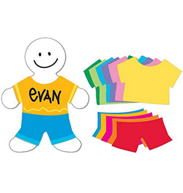 CUT-OUTS -  BIG ME KID KIT  16"White people Shapes & 25 Colored T-Shirts & Pants