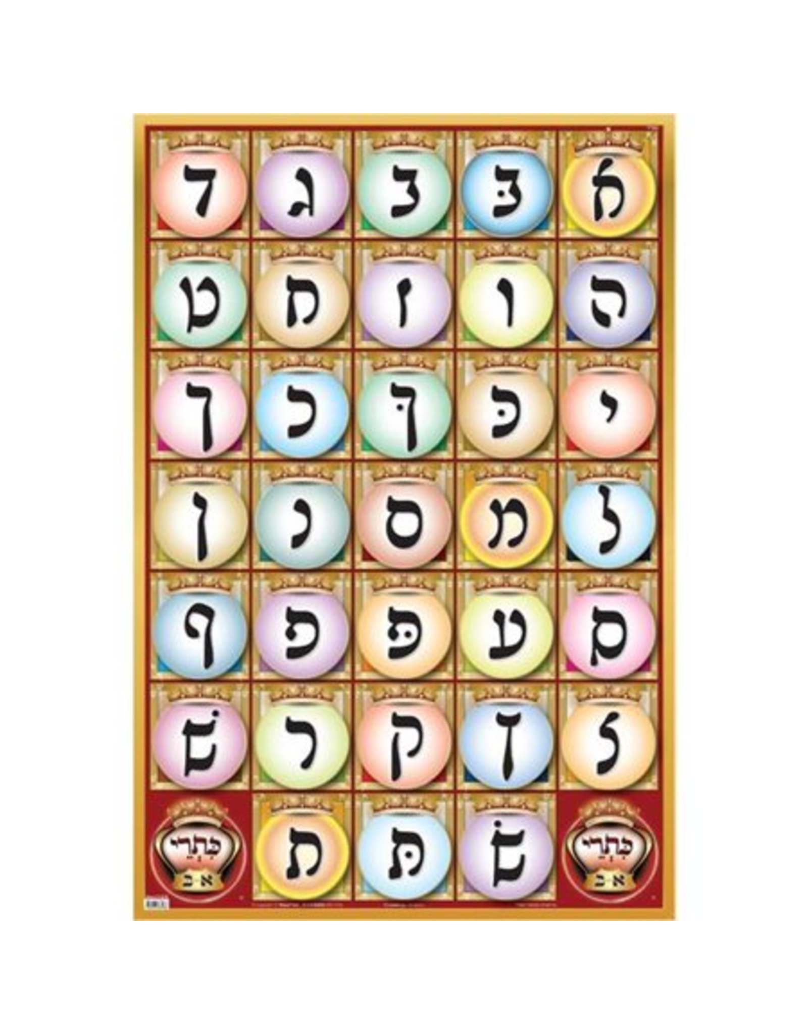 POSTER: KISREI ALEF BEIS RASHI LETTERS 24"X36"