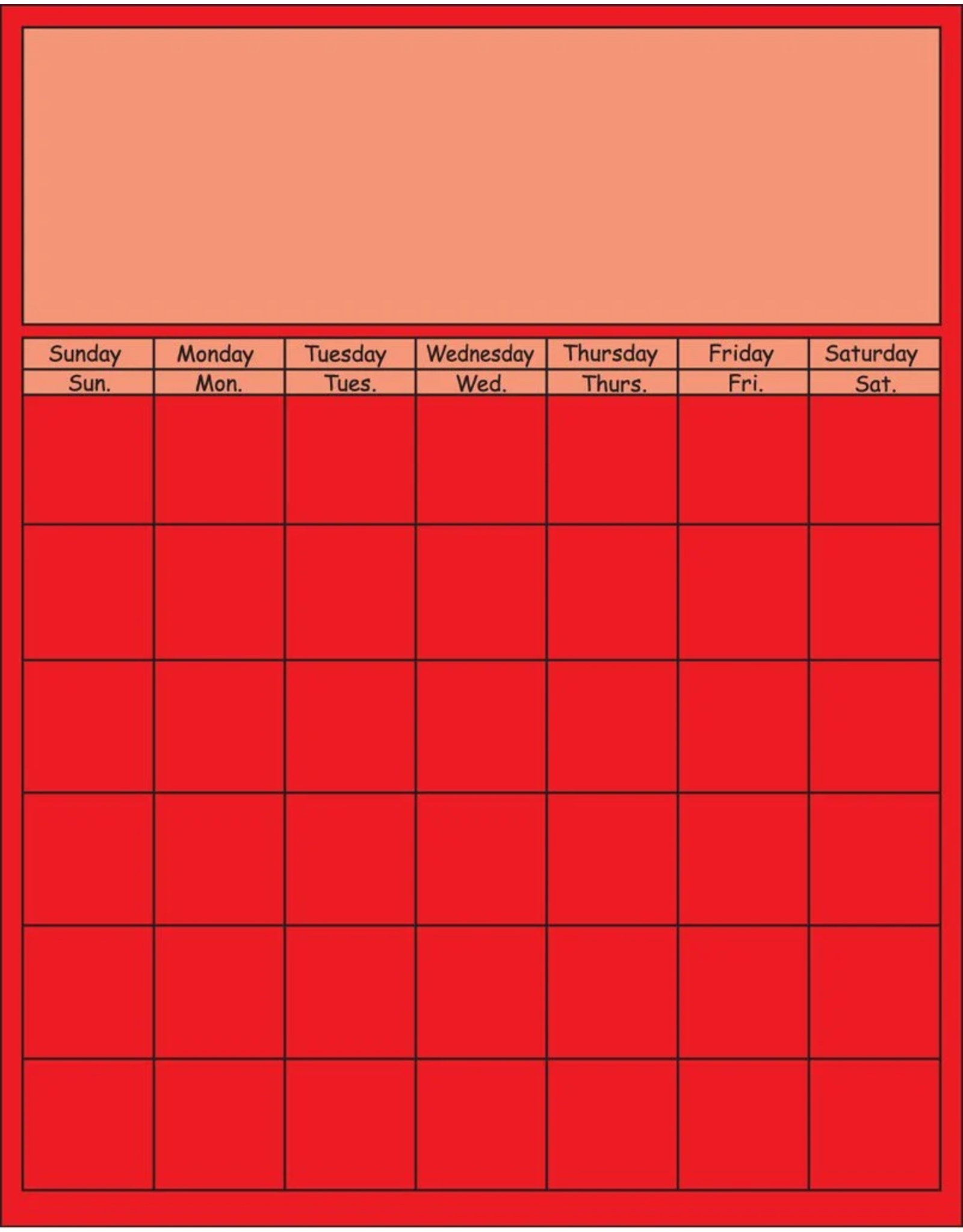 CALENDAR, VERT: RED