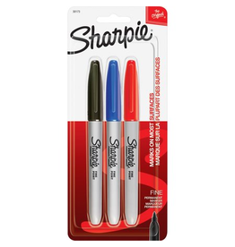 Sharpie MARKER: SHARPIE FINE POINT ASSORTED COLORS - 3 PACK