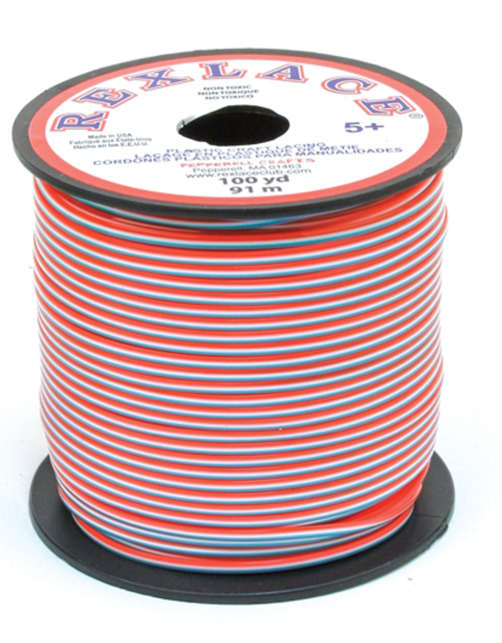 REXLACE: 100 YARD SPOOL -TRESLACE -  ORANGE/WHITE/TURQUOISE