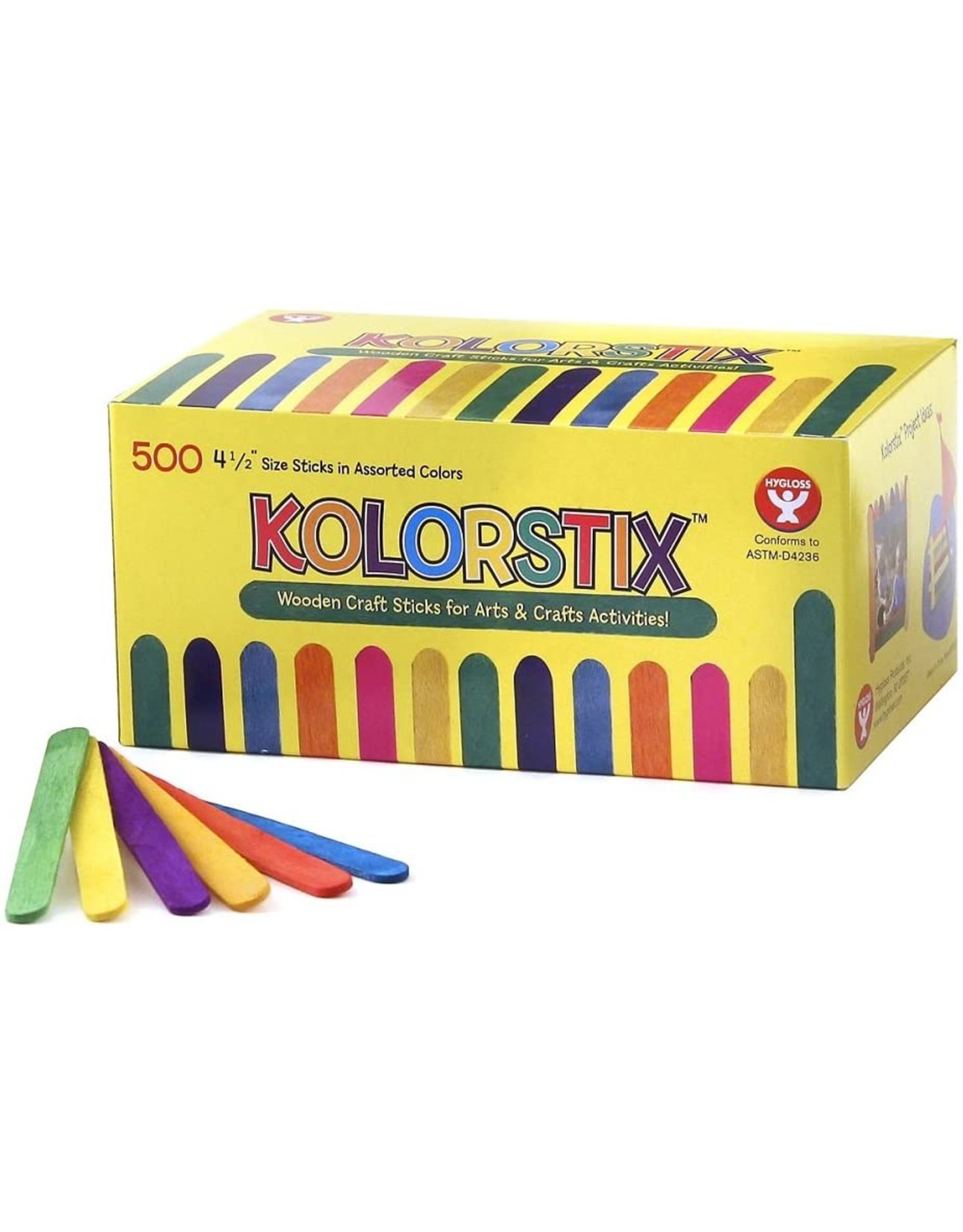CRAFT STICKS: ASSORTED COLORS - 4.5" 500 PACK