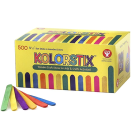 CRAFT STICKS: ASSORTED COLORS - 4.5" 500 PACK