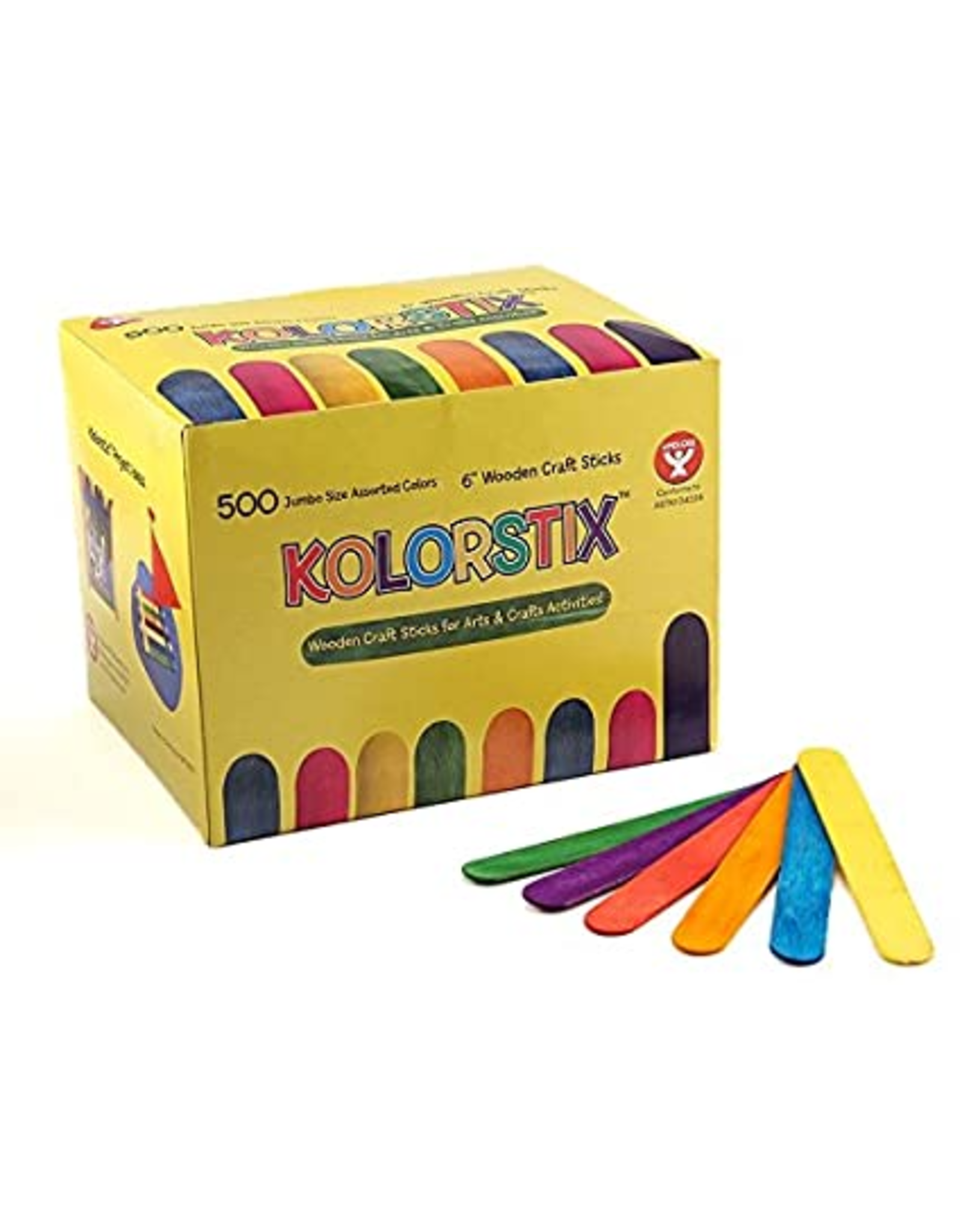 CRAFT STICKS: JUMBO 6" ASSORTED COLORS  500 PACK