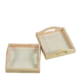 WOOD SHAPE: WOOD TRAYS   6"x6"x1"