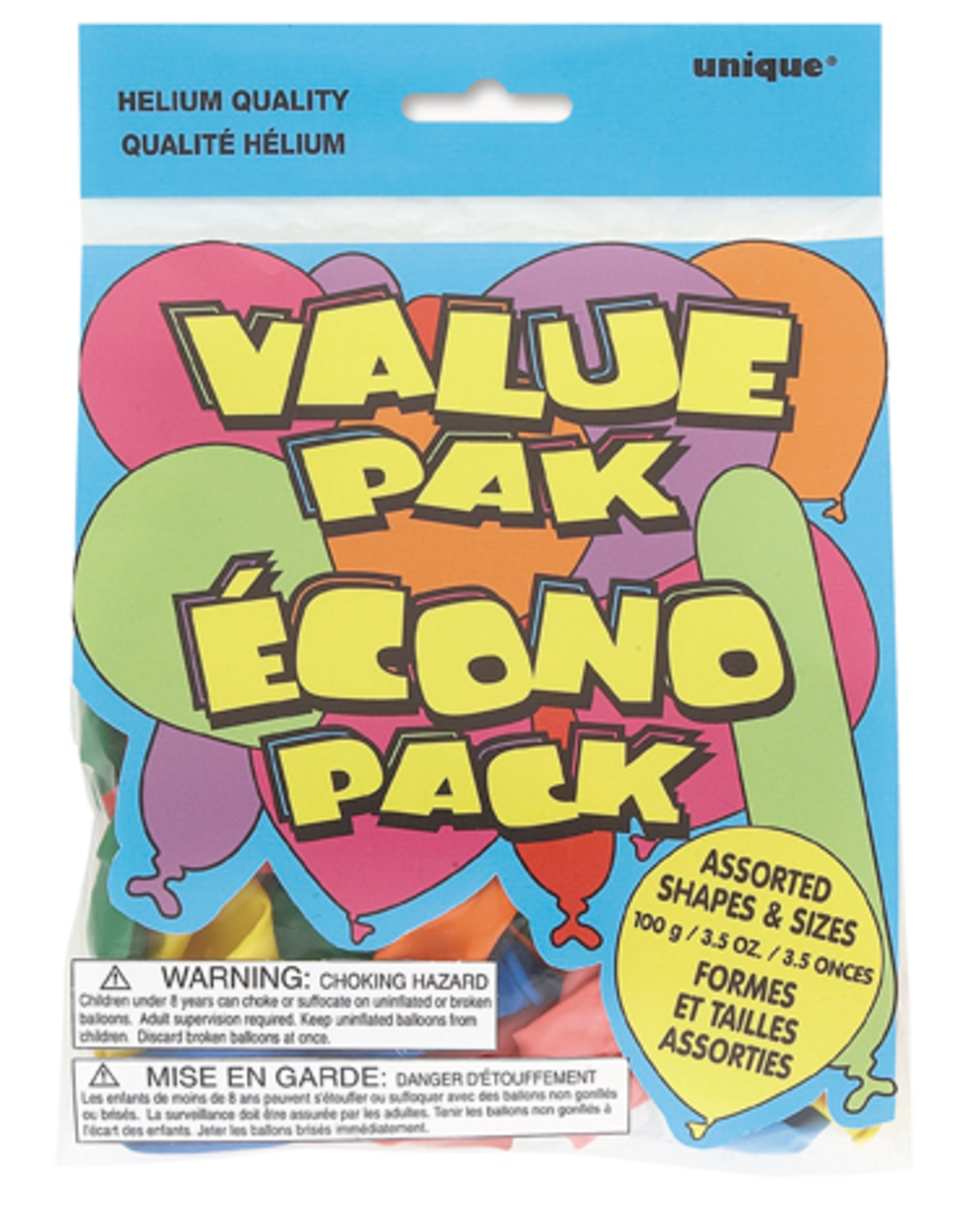Unique BALLOONS: ASSORTED SHAPES & SIZES VALUE PACK - 100 GRAMS