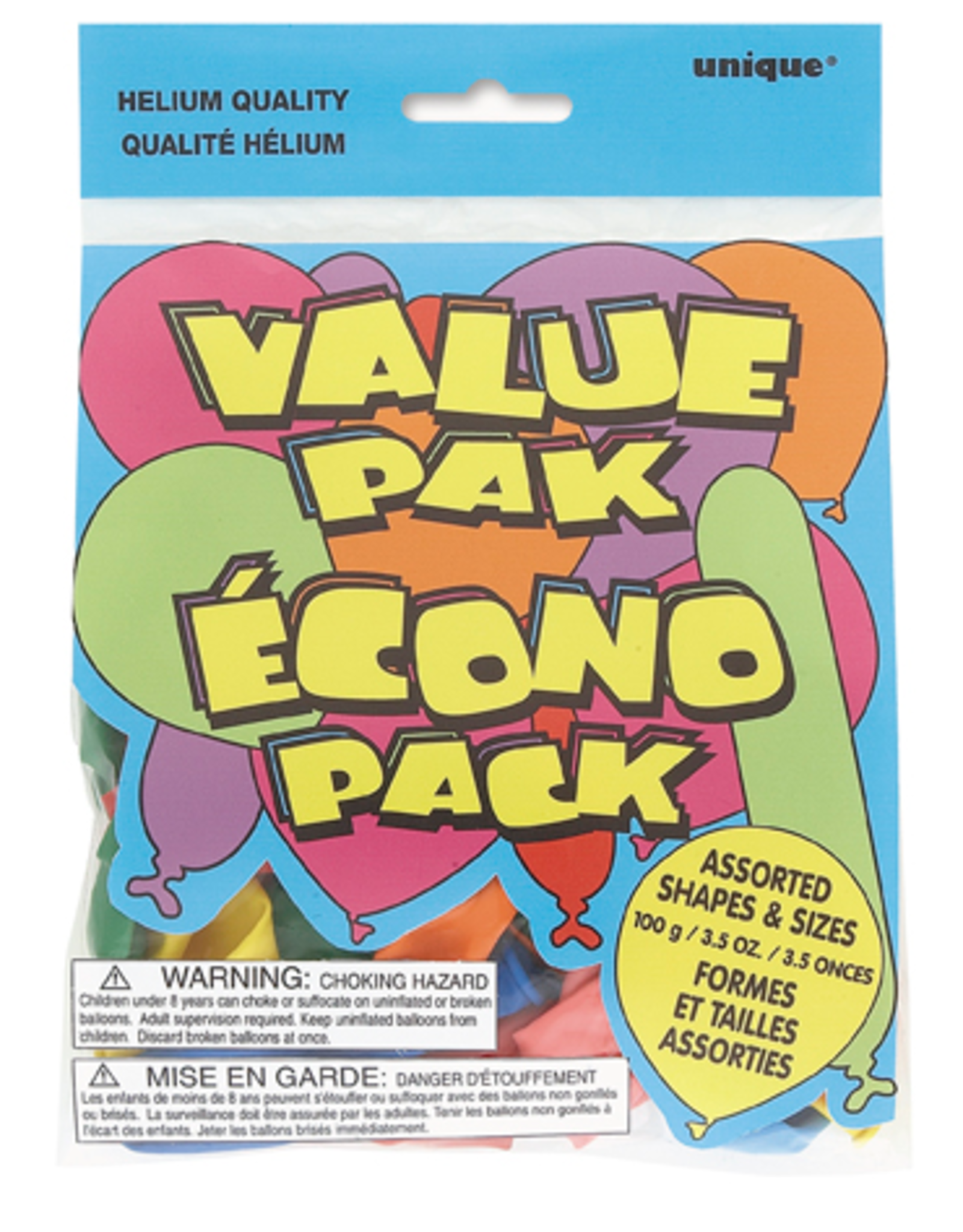 Unique BALLOONS: ASSORTED SHAPES & SIZES value pack