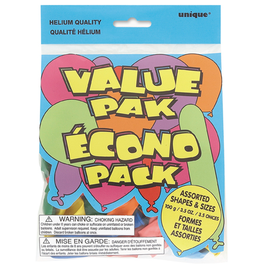 Unique BALLOONS: ASSORTED SHAPES & SIZES VALUE PACK - 100 GRAMS