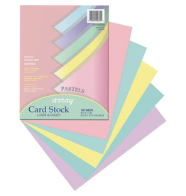 CARDSTOCK: 65LB 8 1/2"X11" ASSORTED PASTEL COLORS 100 SHEETS