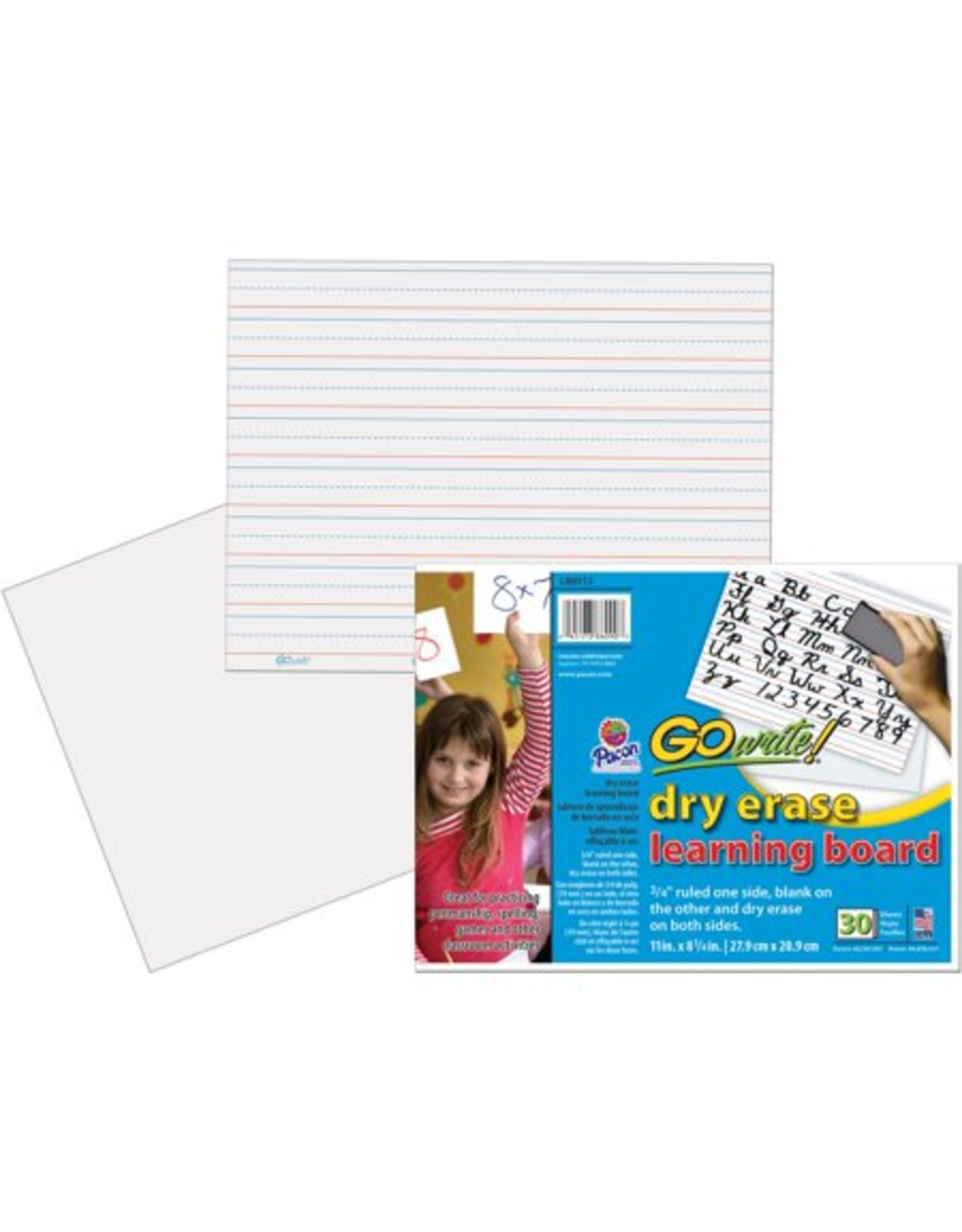 DRY ERASE LINED LEARNING BOARD NON-ADHESIVE 11"X8.25" - 30 PACK