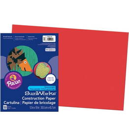 HEAVYWEIGHT CONSTRUCTION PAPER : HOLIDAY RED - 12x18 - 50 PC