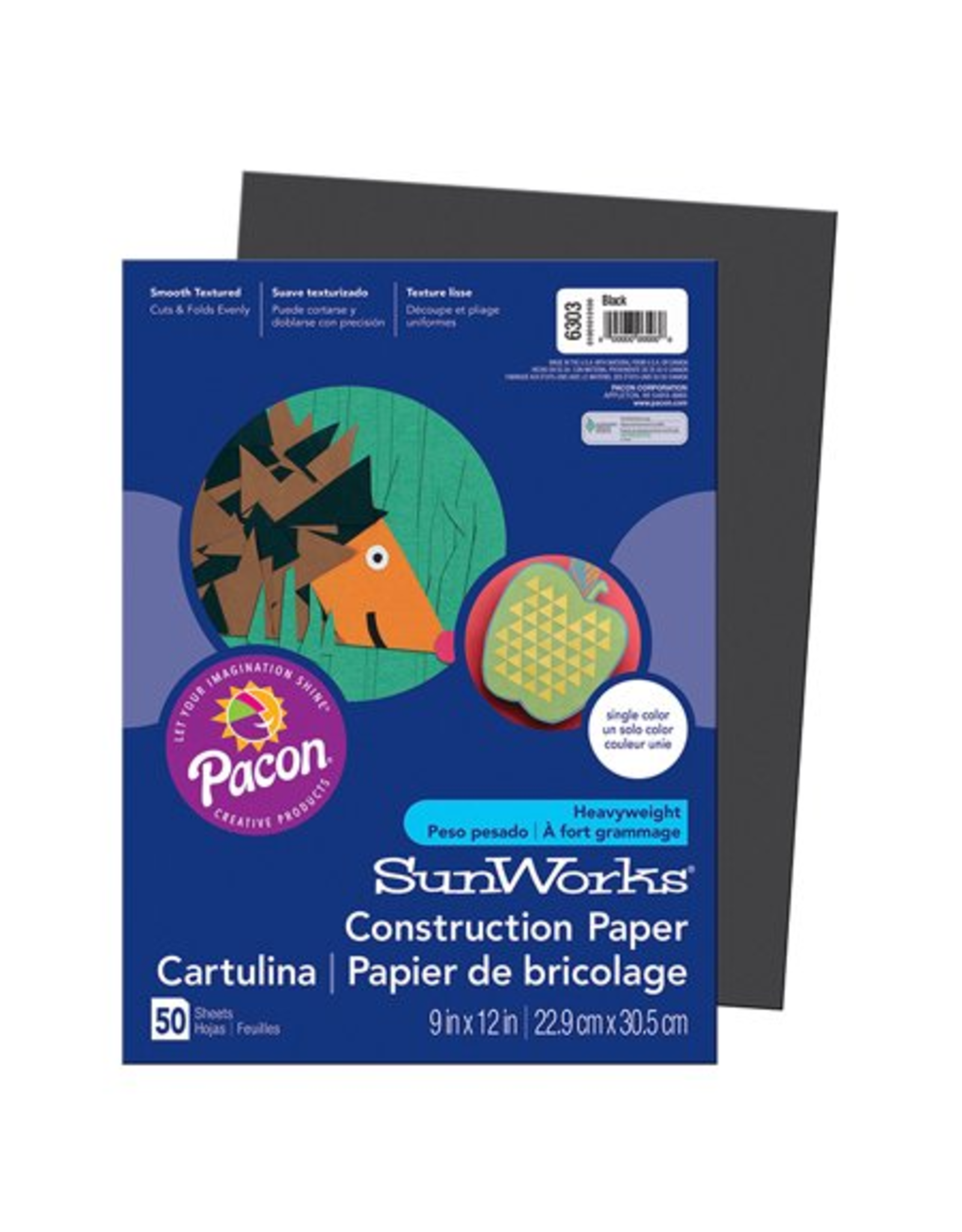 HEAVYWEIGHT CONSTRUCTION PAPER : BLACK - 9x12 - 50 PC