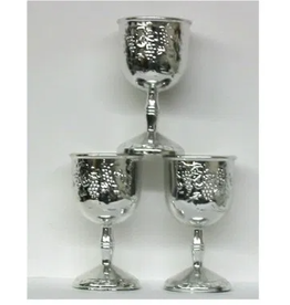 SILVER PLASTIC KIDDUSH CUP WITH STEM  3"x1.5"