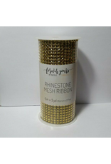 RHINESTONE MESH  RIBBON 6" x 3 YARDS  GOLD