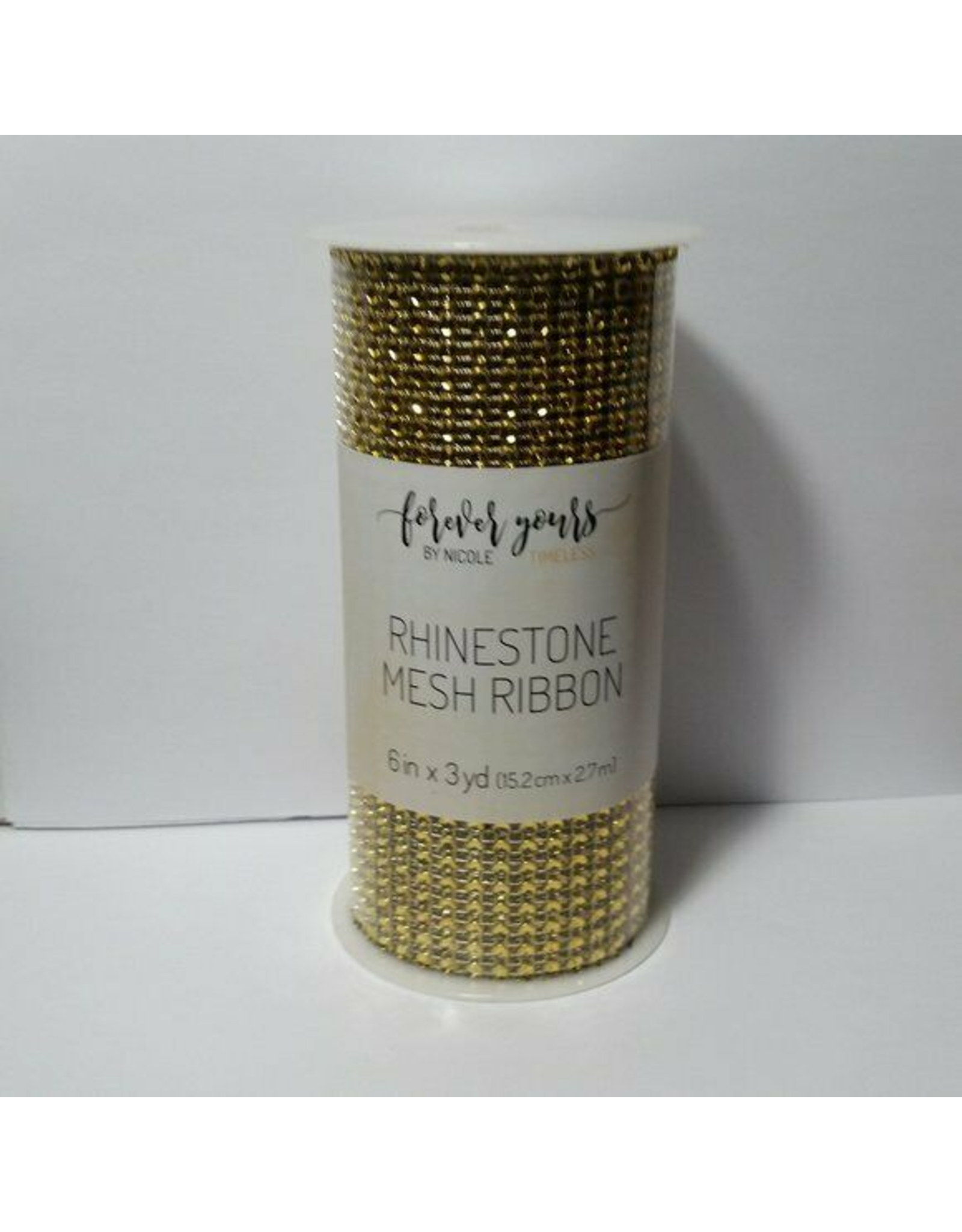 RHINESTONE MESH  RIBBON 6" x 3 YARDS  GOLD