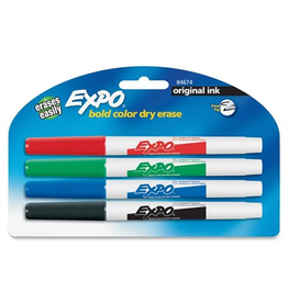 EXPO DRY ERASE MARKER ASSORTED COLORS,  FINE TIP - 4 PACK