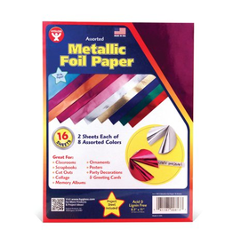 METALLIC PAPER: 8.5X11 - 8 ASSORTED COLORS - 16 PACK