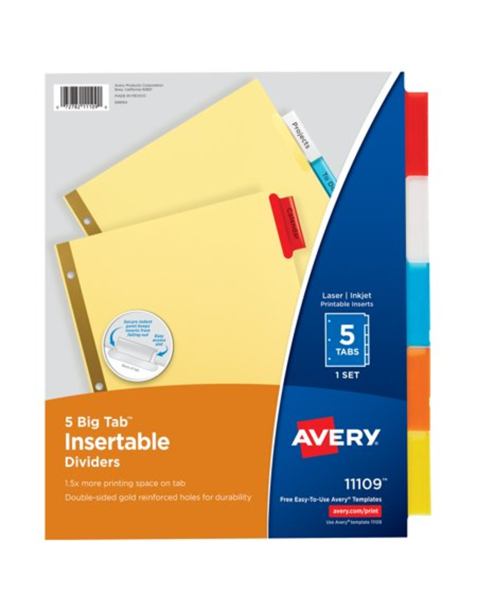 AVERY DIVIDERS - 5 BIG TAB  COLORED